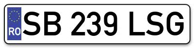 Placuta inmatriculare numar auto  SB-239-LSG, SB 239 LSG, SB239LSG