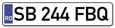 Placuta inmatriculare numar auto  SB-244-FBQ, SB 244 FBQ, SB244FBQ