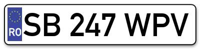 Placuta inmatriculare numar auto  SB-247-WPV, SB 247 WPV, SB247WPV