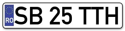 Placuta inmatriculare numar auto  SB-25-TTH, SB 25 TTH, SB25TTH
