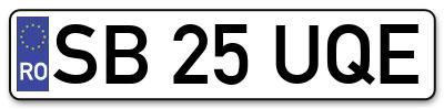 Placuta inmatriculare numar auto  SB-25-UQE, SB 25 UQE, SB25UQE