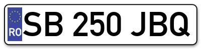 Placuta inmatriculare numar auto  SB-250-JBQ, SB 250 JBQ, SB250JBQ