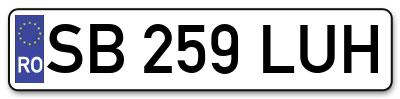 Placuta inmatriculare numar auto  SB-259-LUH, SB 259 LUH, SB259LUH
