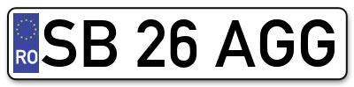 Placuta inmatriculare numar auto  SB-26-AGG, SB 26 AGG, SB26AGG