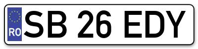Placuta inmatriculare numar auto  SB-26-EDY, SB 26 EDY, SB26EDY