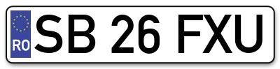 Placuta inmatriculare numar auto  SB-26-FXU, SB 26 FXU, SB26FXU