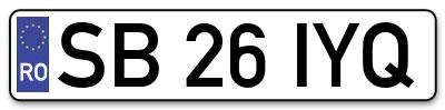Placuta inmatriculare numar auto  SB-26-IYQ, SB 26 IYQ, SB26IYQ