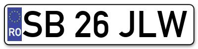 Placuta inmatriculare numar auto  SB-26-JLW, SB 26 JLW, SB26JLW