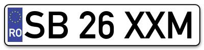 Placuta inmatriculare numar auto  SB-26-XXM, SB 26 XXM, SB26XXM