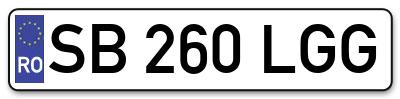 Placuta inmatriculare numar auto  SB-260-LGG, SB 260 LGG, SB260LGG