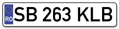 Placuta inmatriculare numar auto  SB-263-KLB, SB 263 KLB, SB263KLB