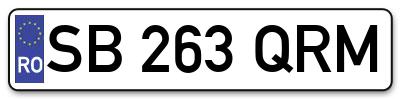 Placuta inmatriculare numar auto  SB-263-QRM, SB 263 QRM, SB263QRM