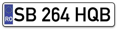 Placuta inmatriculare numar auto  SB-264-HQB, SB 264 HQB, SB264HQB