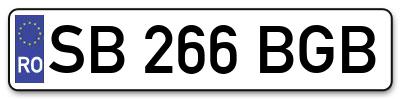 Placuta inmatriculare numar auto  SB-266-BGB, SB 266 BGB, SB266BGB