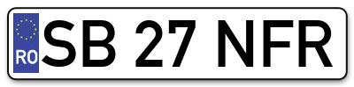 Placuta inmatriculare numar auto  SB-27-NFR, SB 27 NFR, SB27NFR