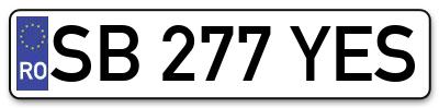 Placuta inmatriculare numar auto  SB-277-YES, SB 277 YES, SB277YES