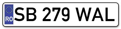 Placuta inmatriculare numar auto  SB-279-WAL, SB 279 WAL, SB279WAL