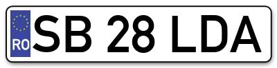 Placuta inmatriculare numar auto  SB-28-LDA, SB 28 LDA, SB28LDA