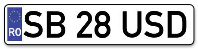 Placuta inmatriculare numar auto  SB-28-USD, SB 28 USD, SB28USD