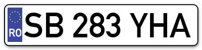 Placuta inmatriculare numar auto  SB-283-YHA, SB 283 YHA, SB283YHA