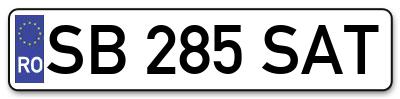 Placuta inmatriculare numar auto  SB-285-SAT, SB 285 SAT, SB285SAT