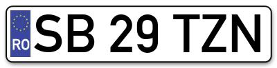 Placuta inmatriculare numar auto  SB-29-TZN, SB 29 TZN, SB29TZN