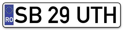 Placuta inmatriculare numar auto  SB-29-UTH, SB 29 UTH, SB29UTH