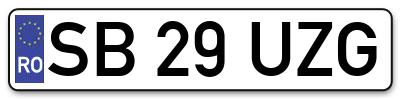 Placuta inmatriculare numar auto  SB-29-UZG, SB 29 UZG, SB29UZG