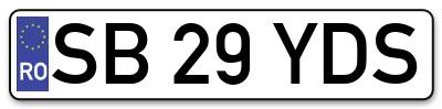 Placuta inmatriculare numar auto  SB-29-YDS, SB 29 YDS, SB29YDS