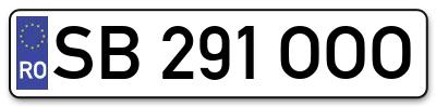 Placuta inmatriculare numar auto  SB-291-OOO, SB 291 OOO, SB291OOO