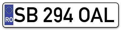 Placuta inmatriculare numar auto  SB-294-OAL, SB 294 OAL, SB294OAL