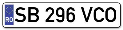 Placuta inmatriculare numar auto  SB-296-VCO, SB 296 VCO, SB296VCO