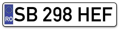 Placuta inmatriculare numar auto  SB-298-HEF, SB 298 HEF, SB298HEF