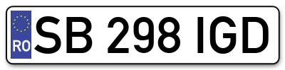 Placuta inmatriculare numar auto  SB-298-IGD, SB 298 IGD, SB298IGD