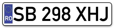 Placuta inmatriculare numar auto  SB-298-XHJ, SB 298 XHJ, SB298XHJ