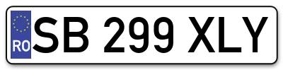 Placuta inmatriculare numar auto  SB-299-XLY, SB 299 XLY, SB299XLY