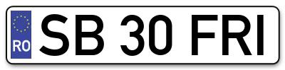 Placuta inmatriculare numar auto  SB-30-FRI, SB 30 FRI, SB30FRI