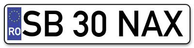 Placuta inmatriculare numar auto  SB-30-NAX, SB 30 NAX, SB30NAX