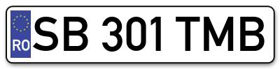 Placuta inmatriculare numar auto  SB-301-TMB, SB 301 TMB, SB301TMB
