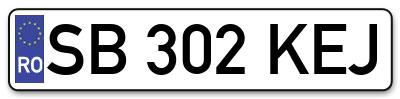 Placuta inmatriculare numar auto  SB-302-KEJ, SB 302 KEJ, SB302KEJ