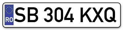 Placuta inmatriculare numar auto  SB-304-KXQ, SB 304 KXQ, SB304KXQ