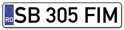 Placuta inmatriculare numar auto  SB-305-FIM, SB 305 FIM, SB305FIM