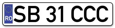 Placuta inmatriculare numar auto  SB-31-CCC, SB 31 CCC, SB31CCC