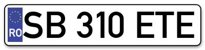 Placuta inmatriculare numar auto  SB-310-ETE, SB 310 ETE, SB310ETE
