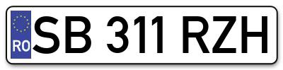 Placuta inmatriculare numar auto  SB-311-RZH, SB 311 RZH, SB311RZH