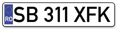 Placuta inmatriculare numar auto  SB-311-XFK, SB 311 XFK, SB311XFK