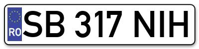 Placuta inmatriculare numar auto  SB-317-NIH, SB 317 NIH, SB317NIH