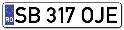 Placuta inmatriculare numar auto  SB-317-OJE, SB 317 OJE, SB317OJE