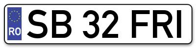 Placuta inmatriculare numar auto  SB-32-FRI, SB 32 FRI, SB32FRI