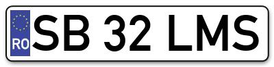 Placuta inmatriculare numar auto  SB-32-LMS, SB 32 LMS, SB32LMS